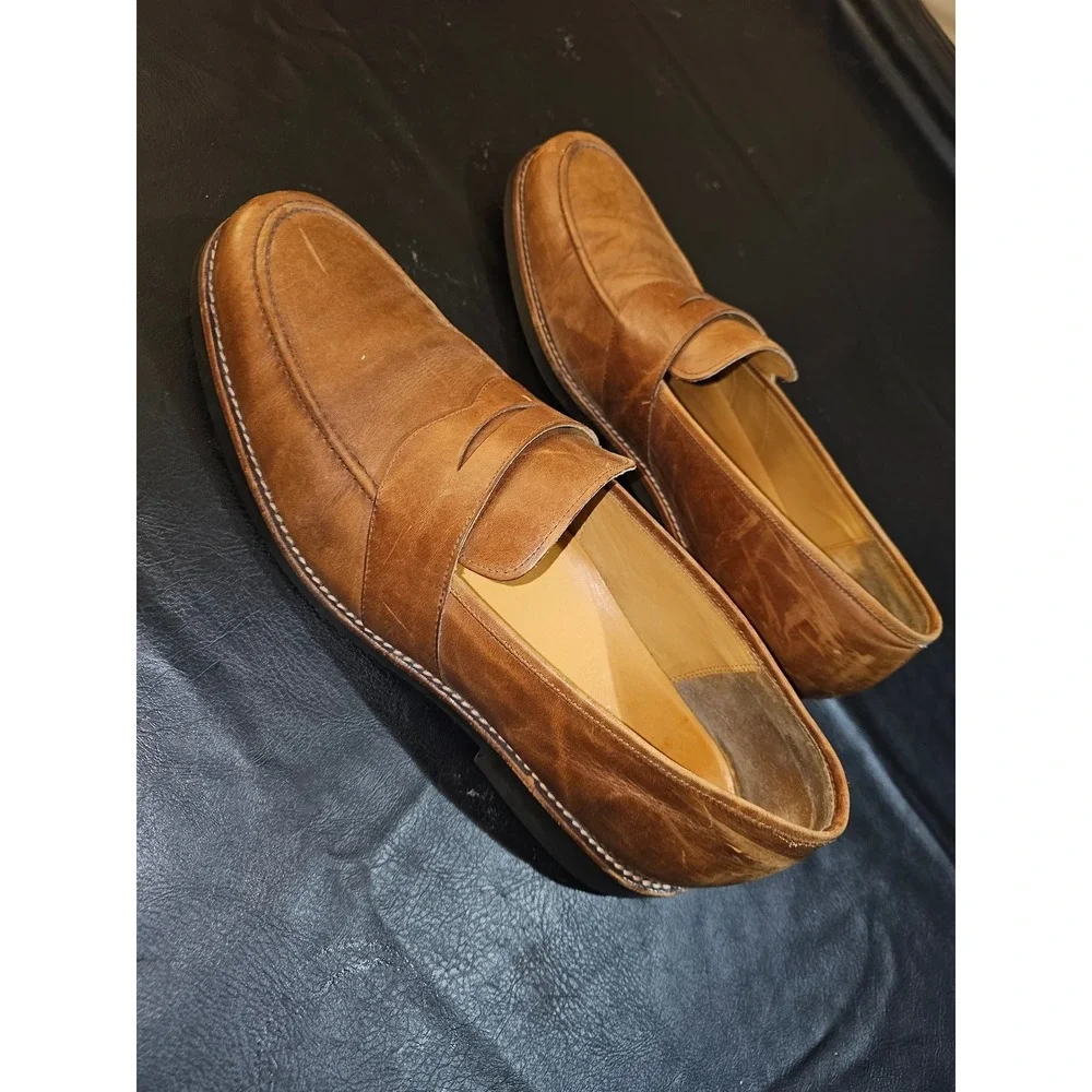 Polo Ralph Lauren Men's Alston Leather Penny Loafers Tan Brown Slip On 16D 16